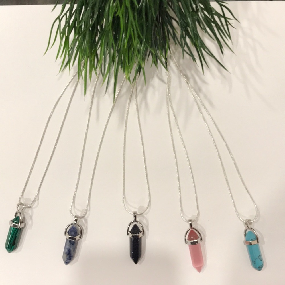 Multiple quartz 925 silver chain necklaces